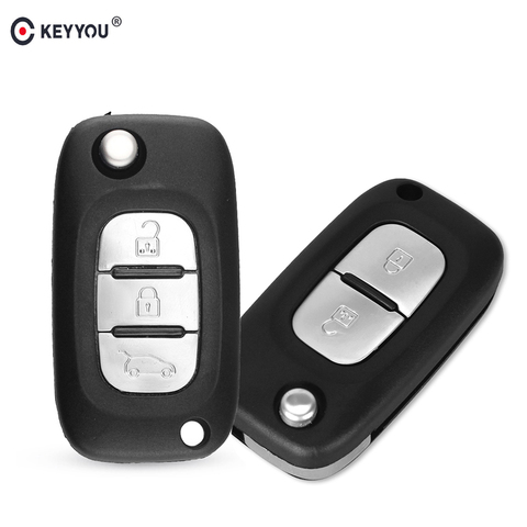 KEYYOU-coque de clé télécommande à 2/3 boutons, pliable, couverture de clé de voiture, blanc, pour voiture Renault Clio Kangoo Modus, mégane ► Photo 1/6