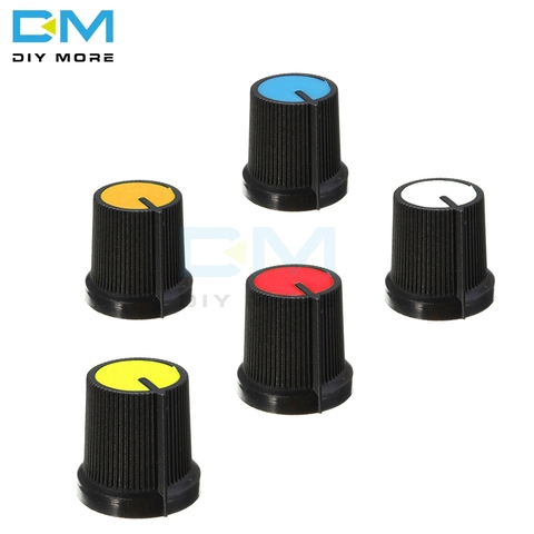 5 pièces bouton noir bleu blanc jaune rouge Orange 5 couleurs visage plastique pour cône rotatif WH148 potentiomètre bouton trou 6mm nouveau capuchon ► Photo 1/6