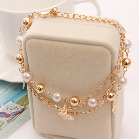 Bracelets multicouches en perles couleur or, accessoires de bijouterie, mode pour femmes, motif cœur, modèle 2022 ► Photo 1/6