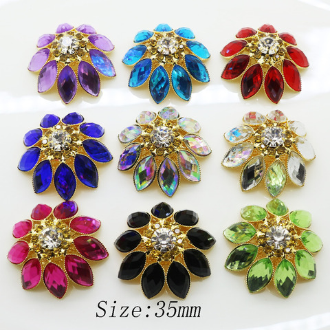 5 boutons en acrylique 35mm, 5 pièces, vison, Strass, chapeau, écharpe, ornements, décorations en métal, boucle, accessoires vêtements DIY ► Photo 1/6