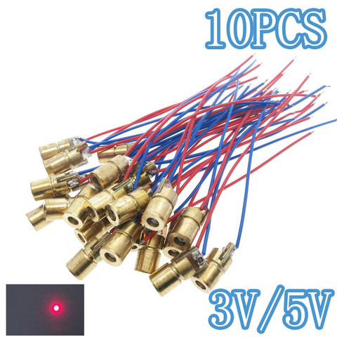 10 pièces, Diodes Laser 5mW 650 nm, Circuit Laser à points rouges, Module 3V/5V 5mW 650nm, pointeur, tête en cuivre ► Photo 1/6