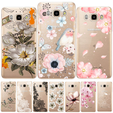 Floral Feuilles Doux étui en polyuréthane thermoplastique Pour Samsung Galaxy J3 J5 J7 2015 2016 2017 J2 Pro J3 J7 J8 J4 J6 2022 J2 J5 Premier Fleur Rose Cas ► Photo 1/6