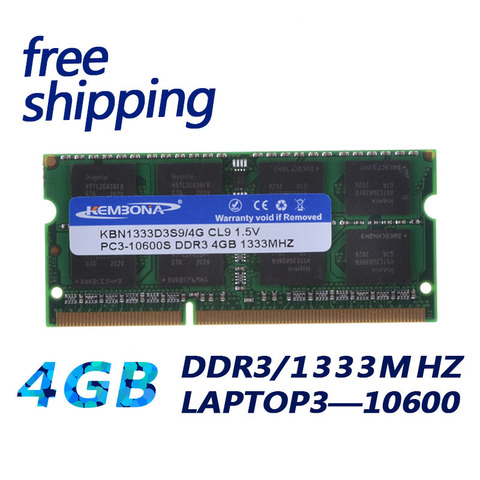 KEMBONA – barrette de Ram DDR3 4 go pour ordinateur portable, Module de mémoire vive, fréquence 1333Mhz, norme PC10600, so-dimm, offre spéciale ► Photo 1/2