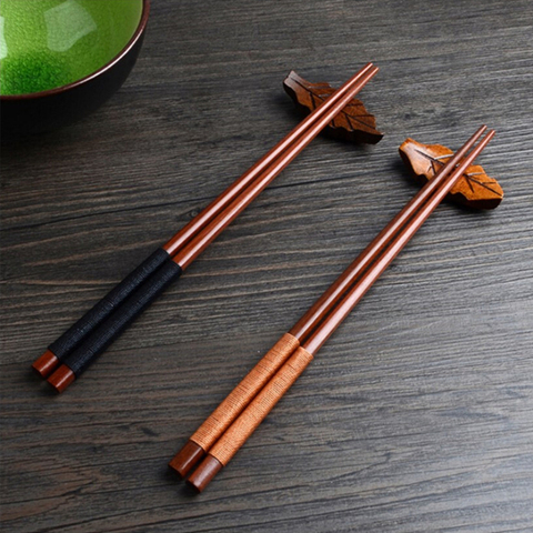 Jeu de baguettes japonaises en bois de châtaigne | Fait à la main, cadeau de valeur Sushi, ligne de cravate alimentaire chinoise ► Photo 1/6