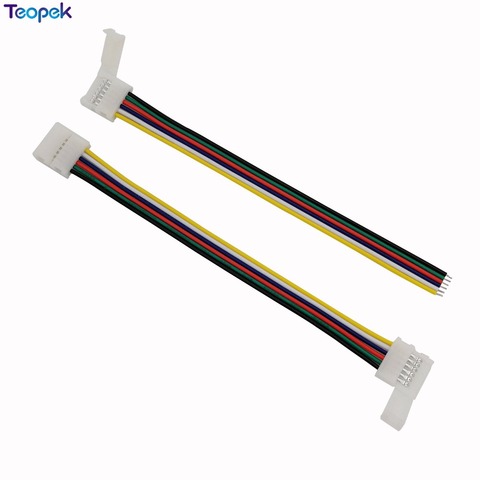 Connecteurs RGB CCT LED, 10 pièces, 6 broches, 12mm de largeur, adaptateur sans soudure pour bande LED RGB + CCT, 1 Clip ou 2 clips ► Photo 1/3
