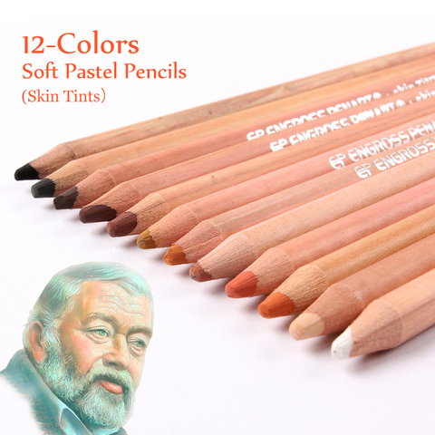 12 crayons pastels souples professionnels en bois teintes De peau crayons De couleur Pastel pour le dessin De l'école ► Photo 1/6