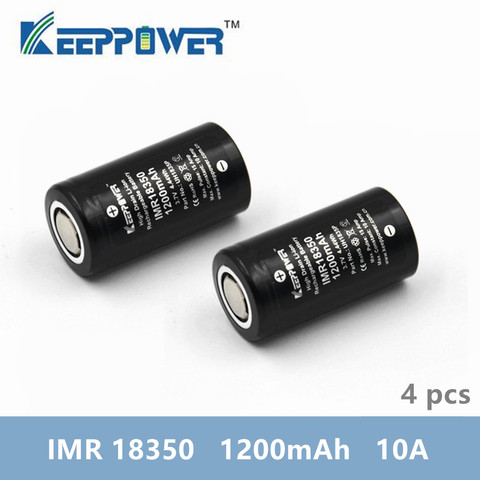 Keeppower – batterie Li-ion rechargeable IMR18350 10A, 4 pièces, 1200mAh, UH1835P, IMR 18350 ► Photo 1/2