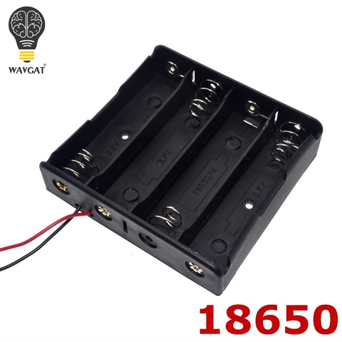 Batterie externe 4X18650 batterie Li-ion 3.7 V Clip batterie boîte de support boîtier noir avec fil plomb batterie supports ► Photo 1/3