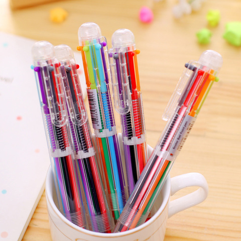 6 en 1 stylo à bille multifonction couleur 0.5mm nouveauté multicolore cadeaux pour enfants papeterie de bureau et école ► Photo 1/6