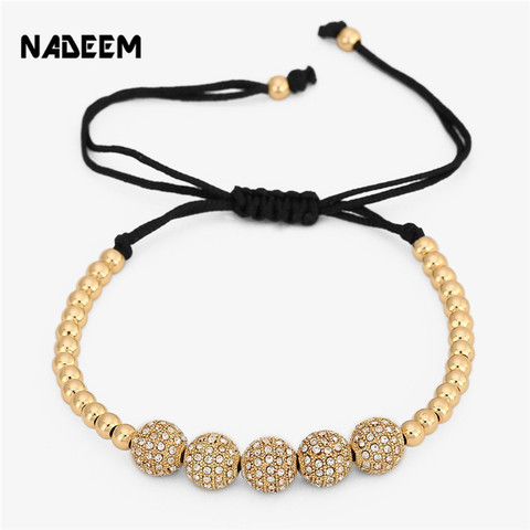 Nazeem – Bracelet d'amitié en perles de cuivre et cristal pour hommes, bijou tressé en macramé, couleur or, marque célèbre, cadeau ► Photo 1/6