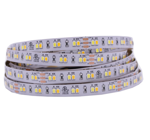 Bande lumineuse Flexible LED Double couleur 3528 2835 CW/WW, température réglable CCT 12V 24V, 120 diodes/m, 8-10MM ► Photo 1/6