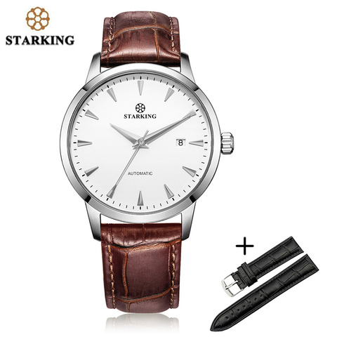 STARKING – montre-bracelet pour homme, mouvement mécanique, automatique, AM0184, bracelet en cuir noir, saphir, horloge en cristal ► Photo 1/6