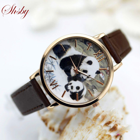 Shsby marque bracelet en cuir femmes robe montre mode paon panda lapin montre à Quartz décontractée dames montre-bracelet relogio feminino ► Photo 1/4