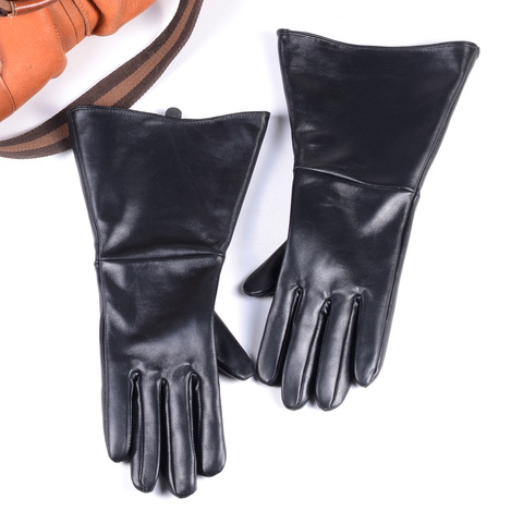 Gants gantlet en cuir de mouton noir, 35CM, pour hommes, RENAISSANCE médiévale ► Photo 1/6