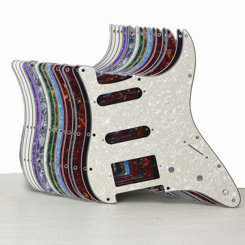 FLEOR 1 jeu de 11 trous guitare électrique Pickguard SSH HSS guitare Scratch plaque & vis ajustement Strat guitare pièces, 21 couleurs choisir ► Photo 1/6