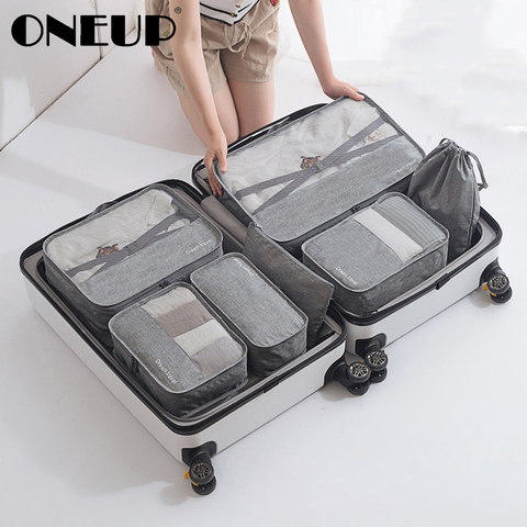 Onjing 1 ensemble organisateur de valise de haute qualité chaussures organisateur ensemble organisateur de bagages Pouchs de blanchisserie ensemble d'emballage sac de rangement de voyage ► Photo 1/6