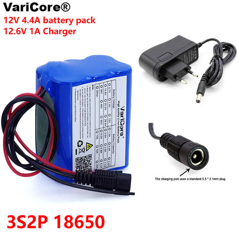 VariCore 12 v 4.4 Ah 4400mAh 18650 batteries rechargeables 12 V avec BMS batterie au Lithium carte de Protection + chargeur 12.6V 1A ► Photo 1/6