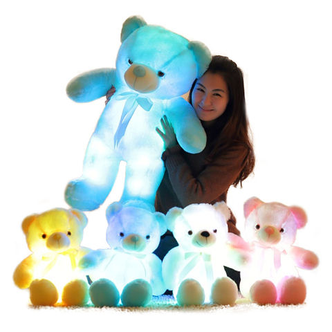 Ours en peluche coloré pour enfants, 1 pièce, grand jouet lumineux lumineux, LED, peluche, animaux en peluche, lumineux, oreiller, cadeaux pour filles ► Photo 1/6