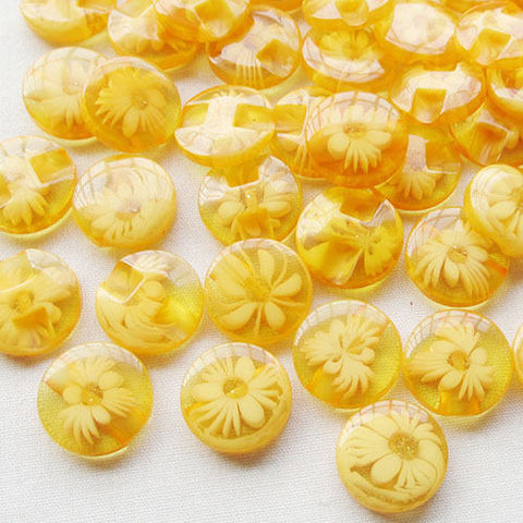 Boutons en plastique à fleurs de couleur jaune, 50 pièces, 14mm, couture/applications/artisanat ► Photo 1/1
