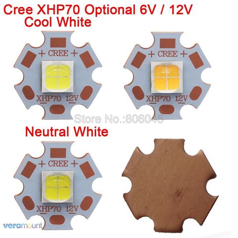 Émetteur LED haute puissance, Cree XHP70 6V ou 12V 6500K, 5000K blanc froid, 3000K blanc neutre, K blanc chaud sur Base PCB 16mm 20mm ► Photo 1/3