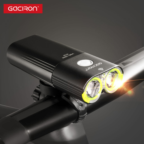 Gaciron-lampe frontale de bicyclette, lampe de poche étanche IPX6, V9D-1600 Lumens, Rechargeable par USB, 1600 mAh, 5000 ► Photo 1/6