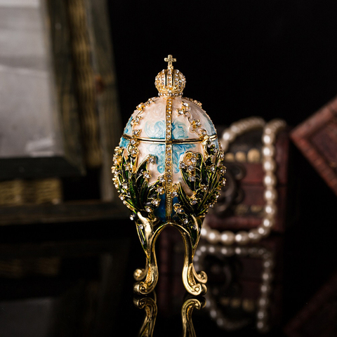 QIFU-boîte de bibelots en métal, perle Faberge oeuf, Collection mascotte, cadeau décoratif pour la maison ► Photo 1/5