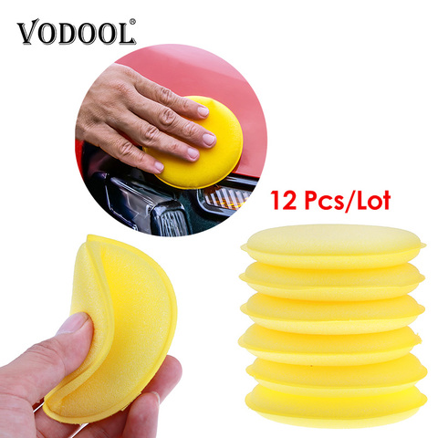 12 pcs/lot Voiture Véhicule Cire Polonais Mousse Éponge Soft Hand Cire Jaune Éponge Pad/Tampon pour Voiture Detailing Entretien lavage Propre ► Photo 1/6