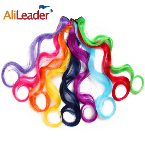 Alileader – Extensions de cheveux synthétiques, Body Wave, 20 pouces, 50 cm, couleur Pure, rouge, bleu, rose, arc-en-ciel ► Photo 1/6