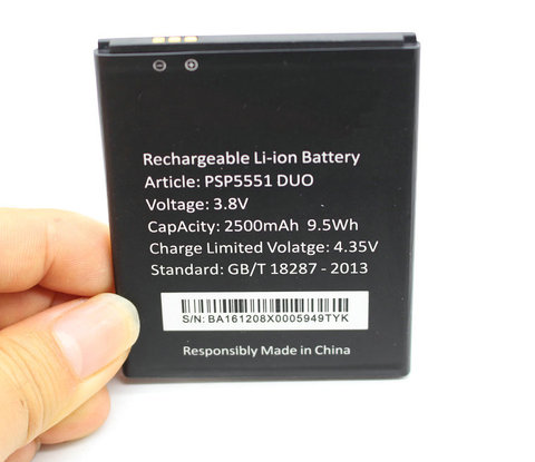 Batterie de remplacement pour smartphone, 1x2500mAh, pour Prestigio Grace S5 LTE PSP5551 DUO PSP 5551 DUO ► Photo 1/5