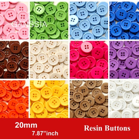 Boutons en résine à la mode, taille: 20mm (SS-674-2), 4 trous, pour vêtements, accessoires de couture, 50 pièces/lot ► Photo 1/1