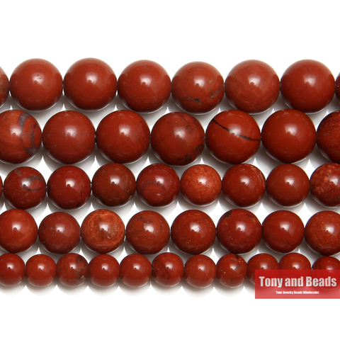 Perles rondes de jaspe rouge en pierre naturelle, 15 pouces, brin 3 4 6 8 10 12MM, taille au choix pour la fabrication de bijoux, n ° AB42 ► Photo 1/1