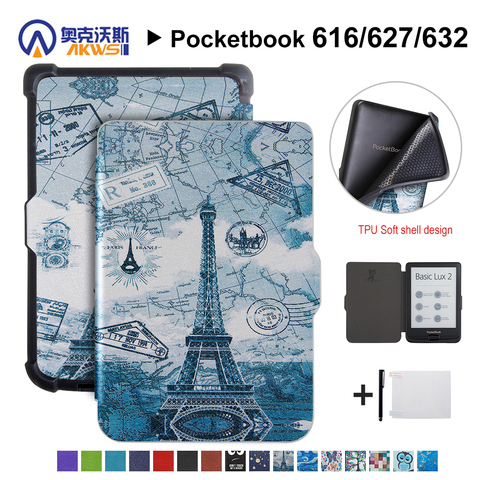 Walkers – coque de protection en cuir PU pour Pocketbook 616/627/632, étui mince pour Ereader, pour Pocketbook Basic Lux 2 Touch HD 3 ► Photo 1/6