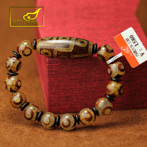 Bracelet en perles tibétaines pour Dzi, Style ethnique, grande qualité, avec neuf yeux et trois yeux, matériaux en pierre naturelle, livraison gratuite ► Photo 1/6