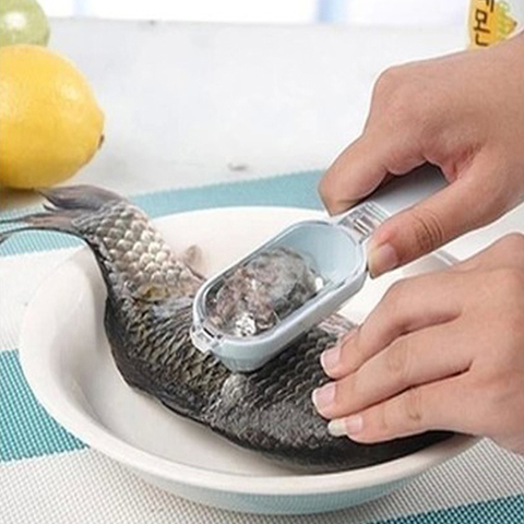 Poisson Super pratique avec couvercle | Écailles de cuisine essentielles, coupe-brosse facile à gratter, évite de voler sur les échelles ► Photo 1/5