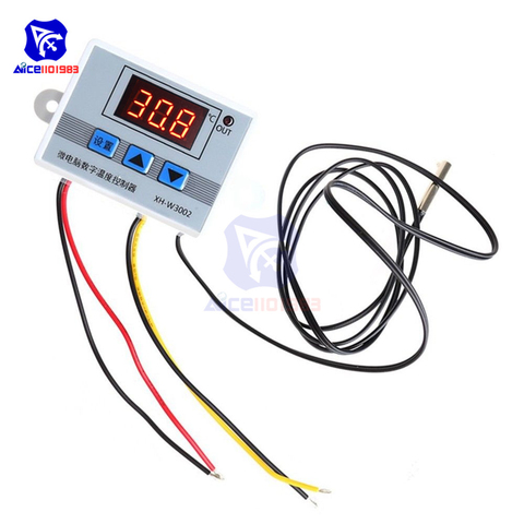 Contrôleur de température numérique à LED, AC 220V/DC 12V/24V 10a XH-W3002, pour Thermostat Arduino Cool/Heat Switch avec capteur de sonde NTC ► Photo 1/1