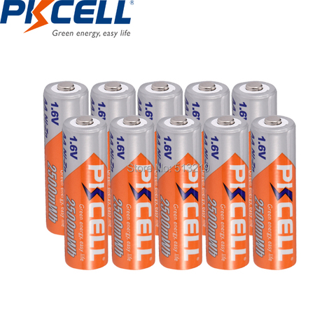10 pièces PKCELL batterie AA ni-zn AA batterie Rechargeable 1.6V 2500mWh bateria batteries rechargeables pour jouets caméra batteries ► Photo 1/6