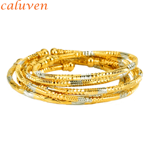 6 pièces nouveau or afrique bijoux éthiopien deux tons boule couleur Bracelet et Bracelet Dubai bracelets pour les femmes cadeaux de mariage ► Photo 1/4