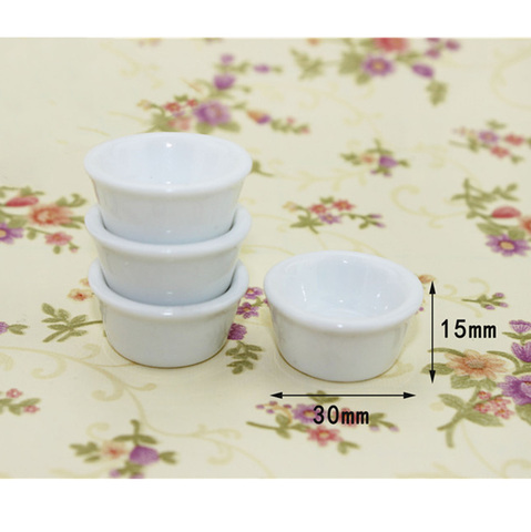 Accessoires miniatures pour maison de poupée 1/12, 4 pièces, Mini assiette à soupe en céramique, Simulation de meubles, plat de cuisine, jouet pour décor de maison de poupée ► Photo 1/4