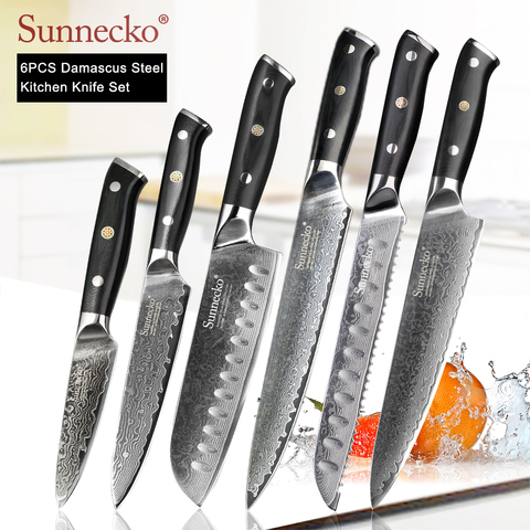SUNNECKO Premium couteau de Chef japonais couteaux de cuisine tranchant utilitaire Santoku tranchage Paring couperet damas coupe couteau G10 poignée ► Photo 1/6