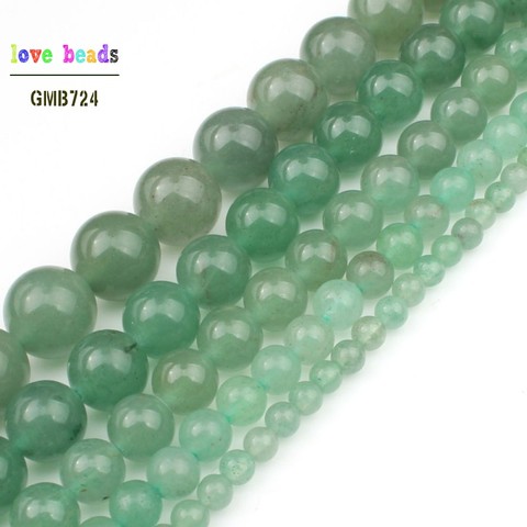 Perles en pierres naturelles Aventurine vertes, pour la fabrication de bijoux, Bracelet, grosses perles rondes, brin 15 pouces, choix de tailles 4/6/8/10/12mm ► Photo 1/6