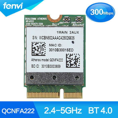 Carte Wlan 802.11a/b/g/n, 300 mb/s, wi-fi + Bluetooth BT 2.4, NGFF, 4.0 GHz/5GHz Atheros QCNFA222 ar5bb222 ► Photo 1/5