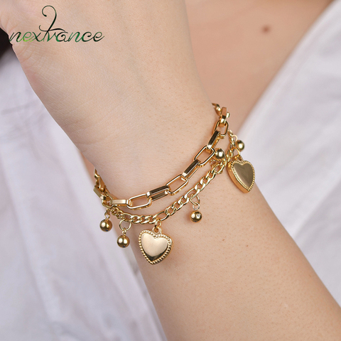 Nextvance – Bracelets simples en acier inoxydable pour femmes, chaîne à maillons en forme de cœur, bijoux, livraison directe ► Photo 1/5