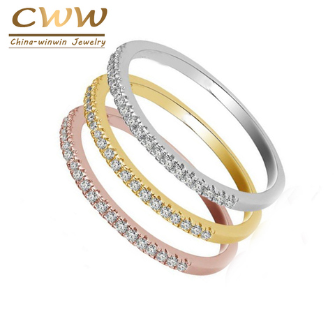 CWWZircons 3 tons couleur haute qualité Micro Pave CZ OL marque bijoux mode cubique zircone bague de fiançailles pour les femmes R094 ► Photo 1/6
