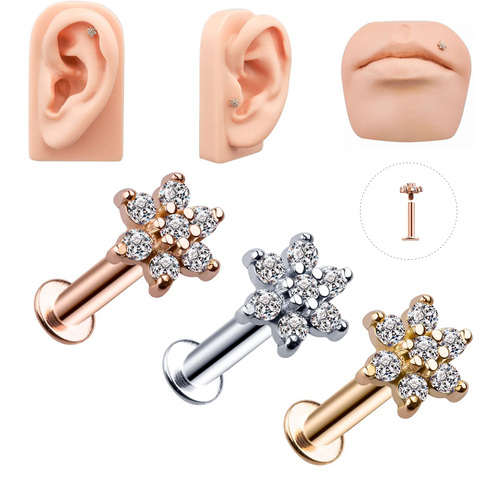 Anneau de lèvres à fleurs colorées, 1 pièce, 1,2x6/8x6m, boucle d'oreille Tragus, barre de Cartilage, Piercing, bijoux à la mode pour filles Sexy ► Photo 1/6