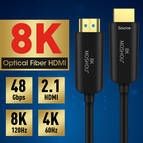 Câbles en Fiber optique compatible HDMI 4K 8K, 2.0 2.1, 48Gbps, Ultra haute vitesse HDR ARC HDCP 2.2, haut-parleur TV, fibre optique ► Photo 1/6