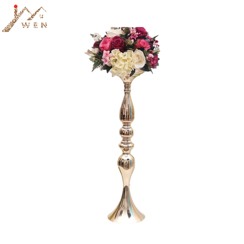 IMUWEN-chandelier en métal de 50cm, Vase de fleurs, support pour événement, centre de Table, décoration de mariage, bougeoirs en or ► Photo 1/6