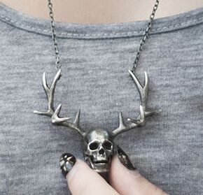 Regalrock – collier gothique crâne de cerf en bois, pendentif squelette de motard, bijoux à la mode, breloque tendance, Punk ► Photo 1/2