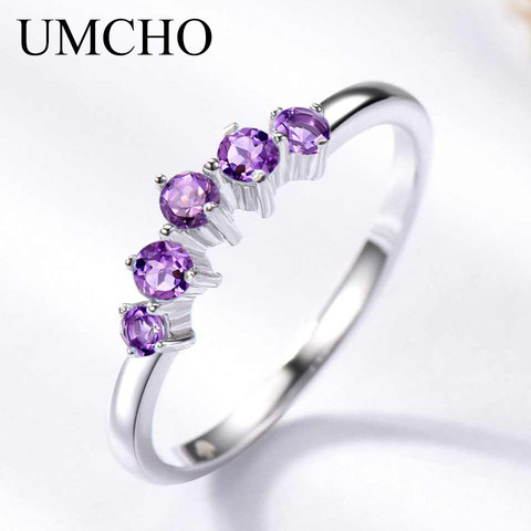 UMCHO – bagues en améthyste naturelle pour femmes, en argent Sterling 925, bijoux en pierres précieuses pour mariage et fiançailles ► Photo 1/6