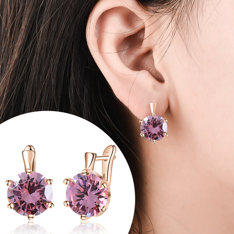 SHUANGR – boucles d'oreilles en cristal pour femmes, 10 couleurs, AAA CZ, éléments, Vintage, bijoux de mariage ► Photo 1/6