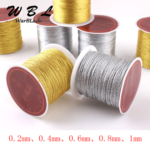 Cordon de fil en Nylon pour fabrication de bracelets et de bijoux, cordon tressé or/argent, pour bricolage, pour fabrication de bracelets, haute qualité 0.2/0.4/0.6/1mm ► Photo 1/5